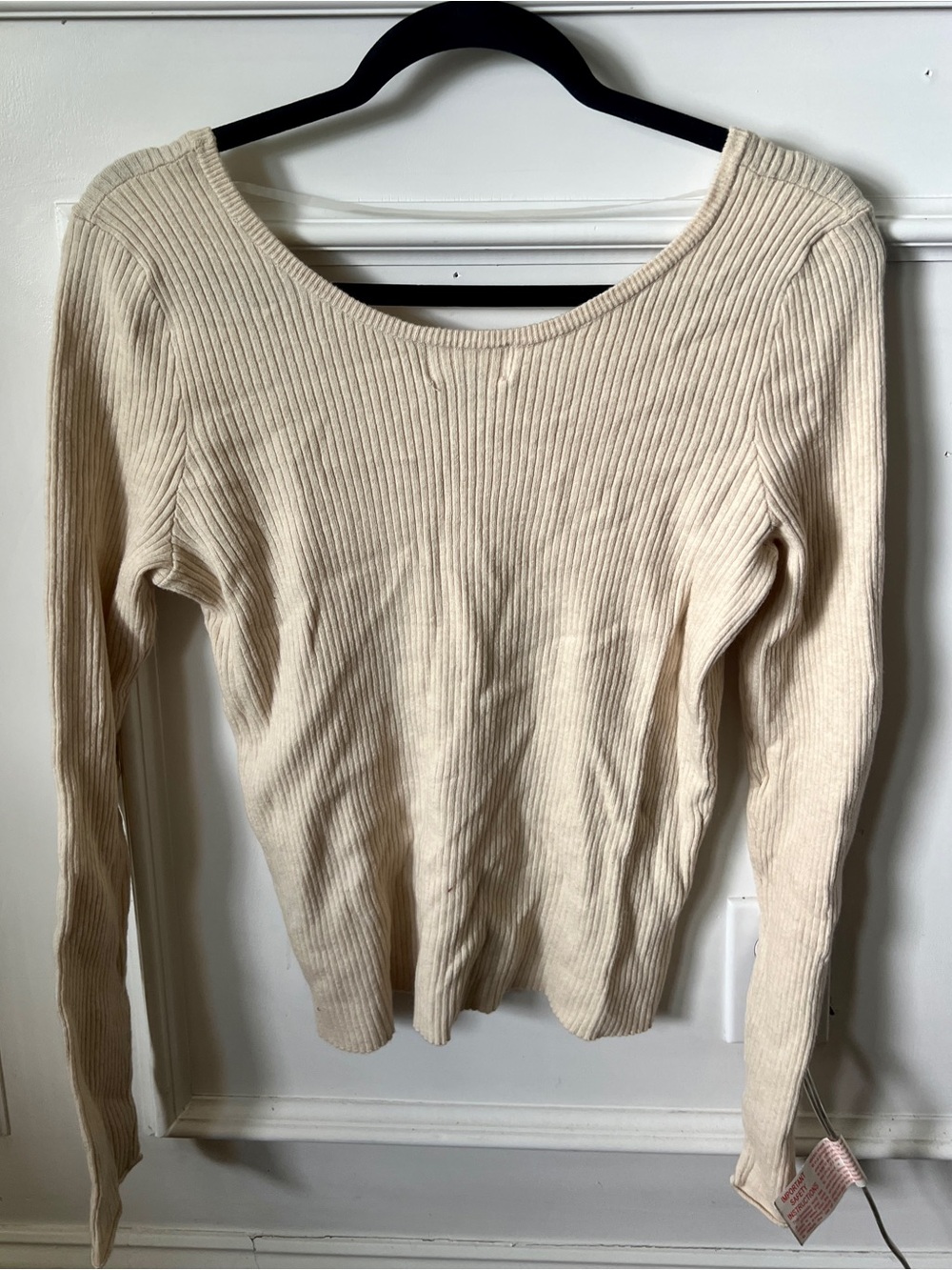 Universal Thread Cream Ribbed Scoop-Neck Top - Picture 4 of 5